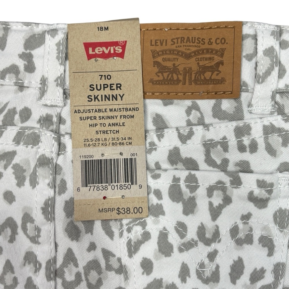 Levi's 710 Super Skinny Leopard Print‎ Jean Baby - Size 18 months NWT - Picture 5 of 6